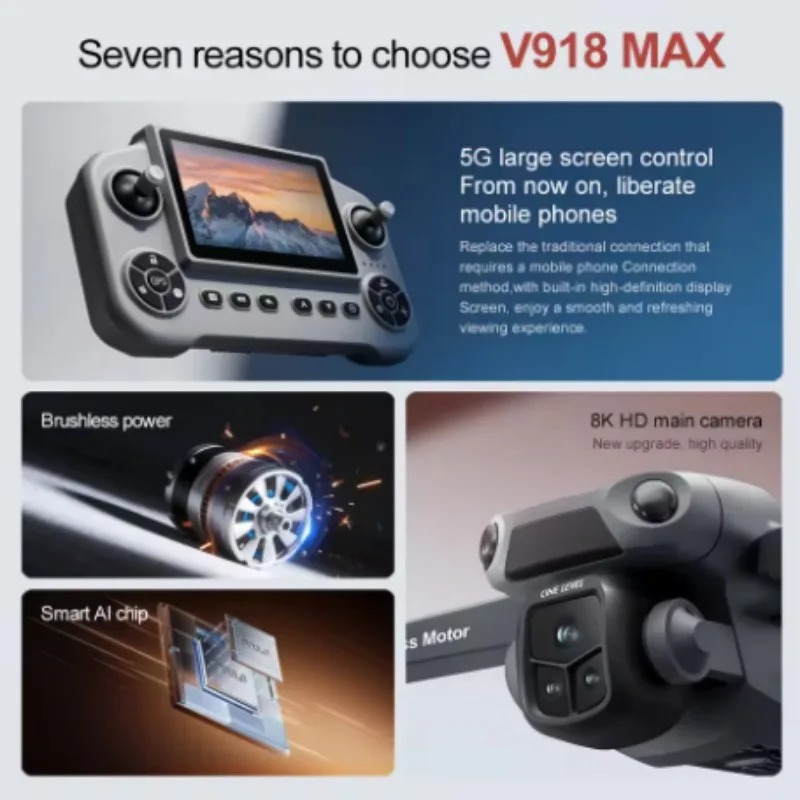 طائرة بدون طيار V918 ماكس مع ن - مراجعة Drone Gimbal 3 Axis وسعره